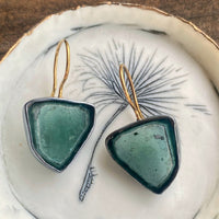 Teal Tourmaline Slice Earrings